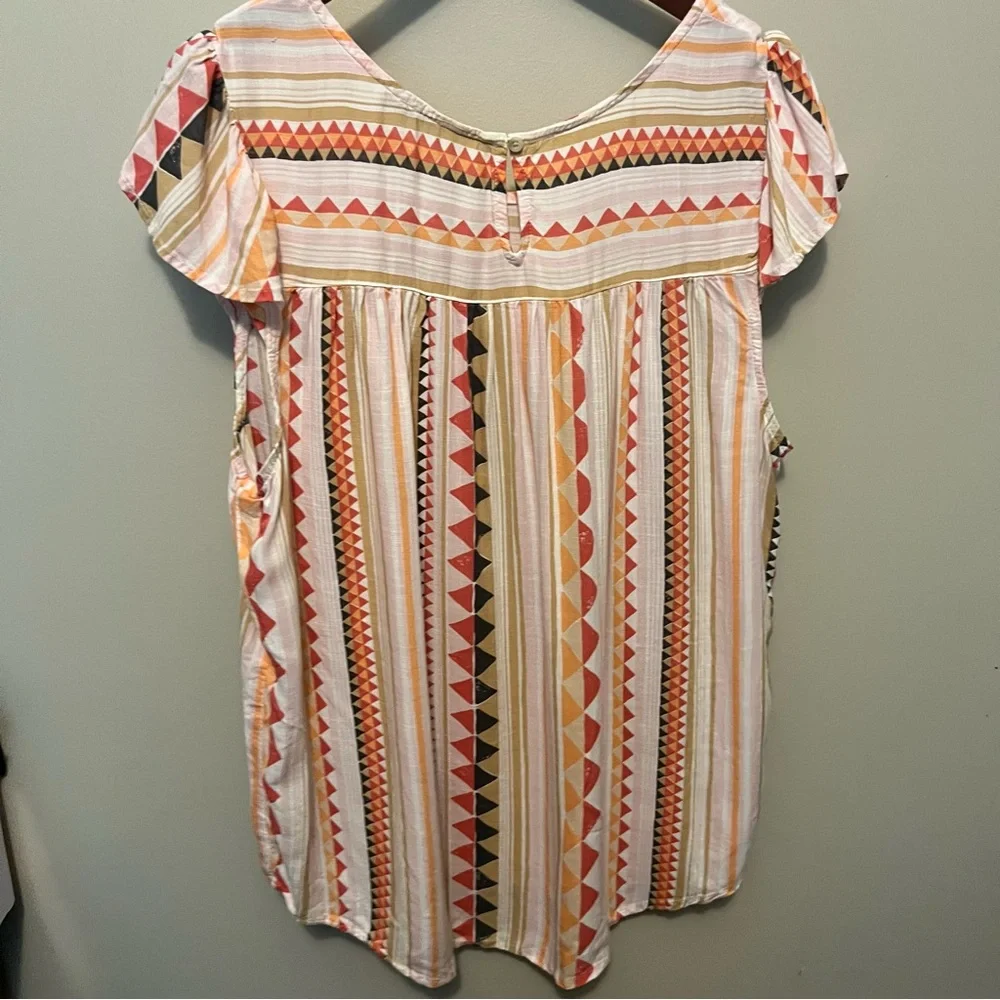 Sonoma women’s plus 1X Geometric Patterned top loose cotton blend summer - Picture 8 of 11